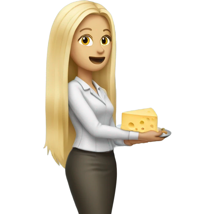 Blonde teacher with long blonde hair eating cheese emoji