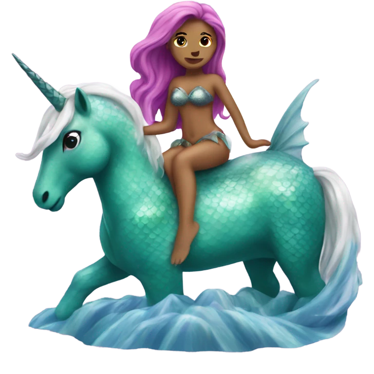 Mermaid sitting on an unicorn emoji