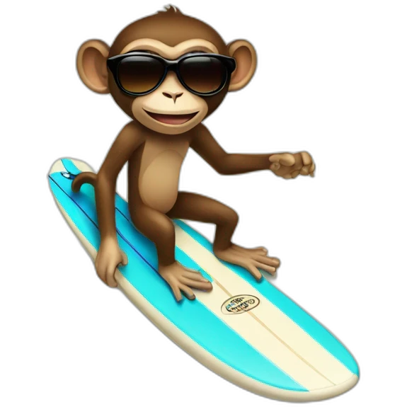 Monkey sunglasses surfing emoji