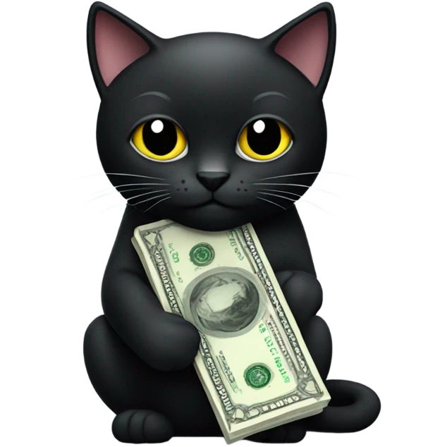 black cat holding money emoji