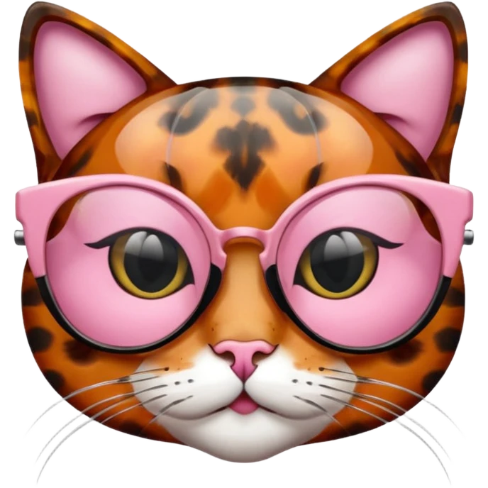 Rose pink glasses, cat type. emoji