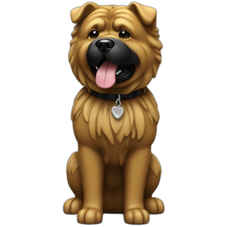 Chow dog rockstar black glass emoji