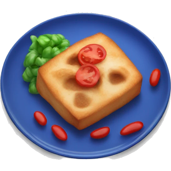 blue plate red food emoji