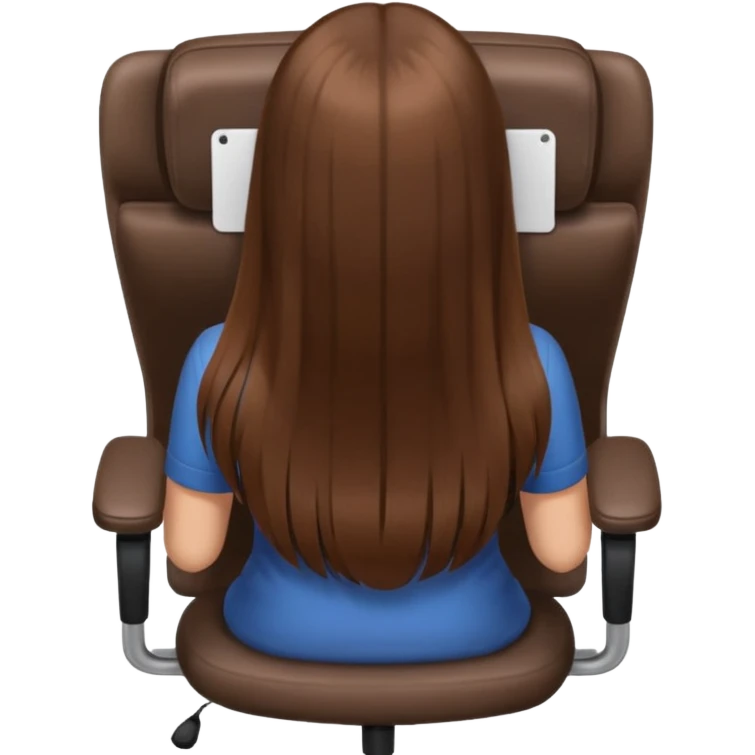 Woman sitting on an office chair from the Back of head with long hair emoji