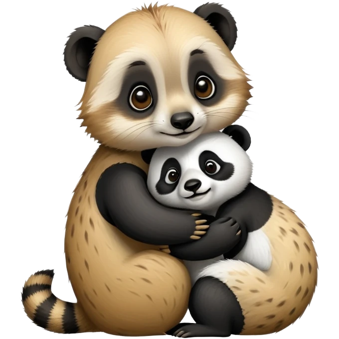 Meerkat hug a panda emoji