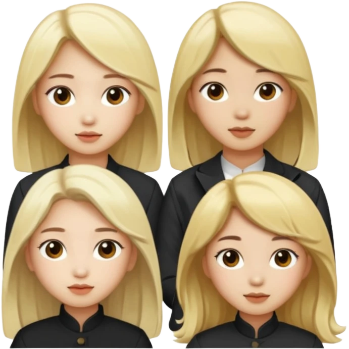 4 korean girls, hair colors: 1 blonde, 2 black, 1 brown emoji