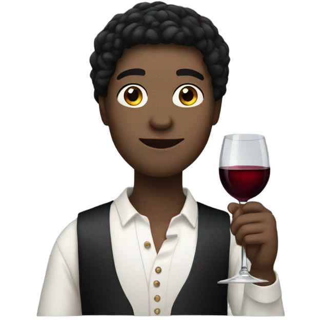 white with black hair drinking wine emoji