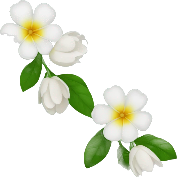 3 jasmins flowers with leafs emoji