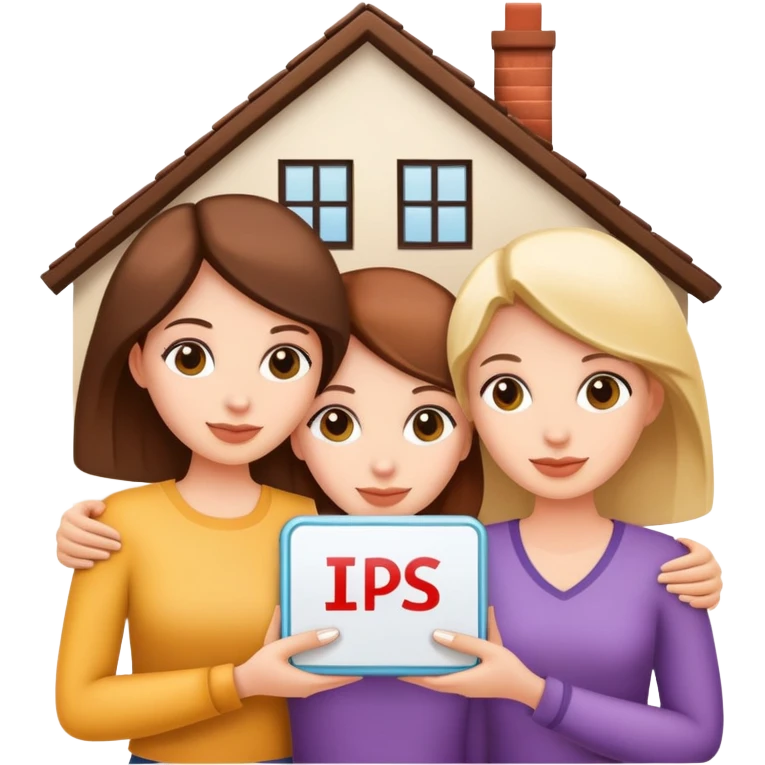 3 white women holding a home title emoji