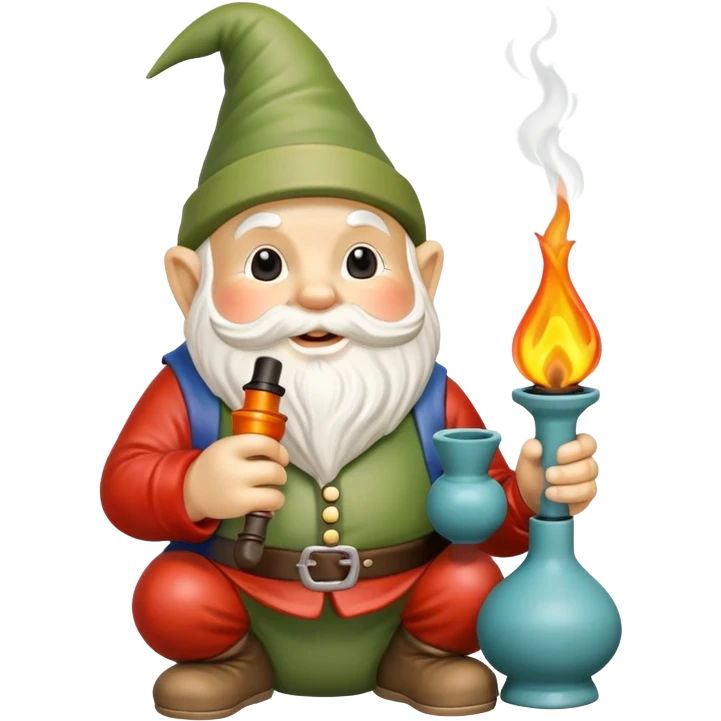 garden gnome holding a oil burner pipe emoji