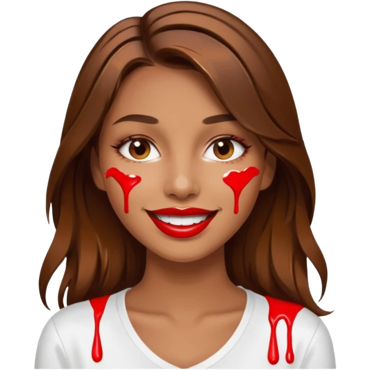 Brown Hair, Woman, white paint drip, face, hot, Sexy, lips emoji