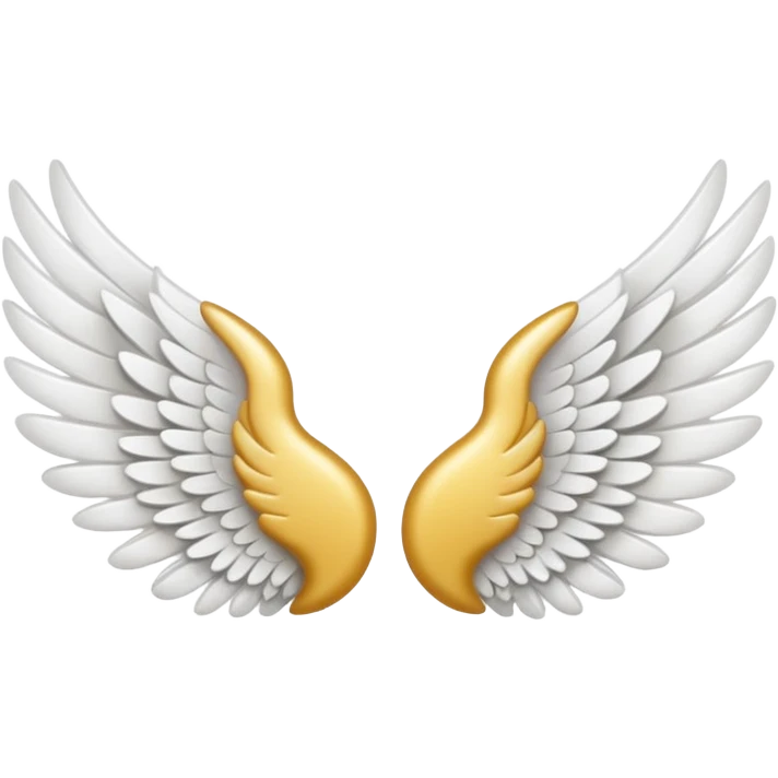 angel wings, soft white feathers, elegant, minimal background, modern emoji style emoji