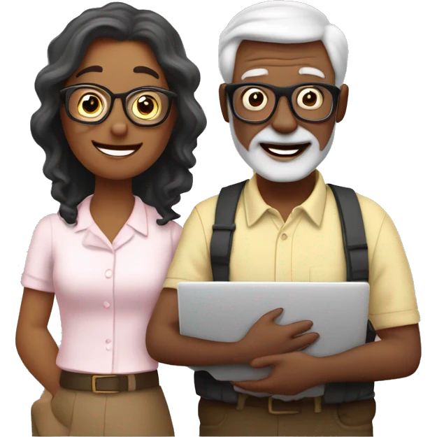 white and nerd Grandparents in Day St Valentines with laptops emoji