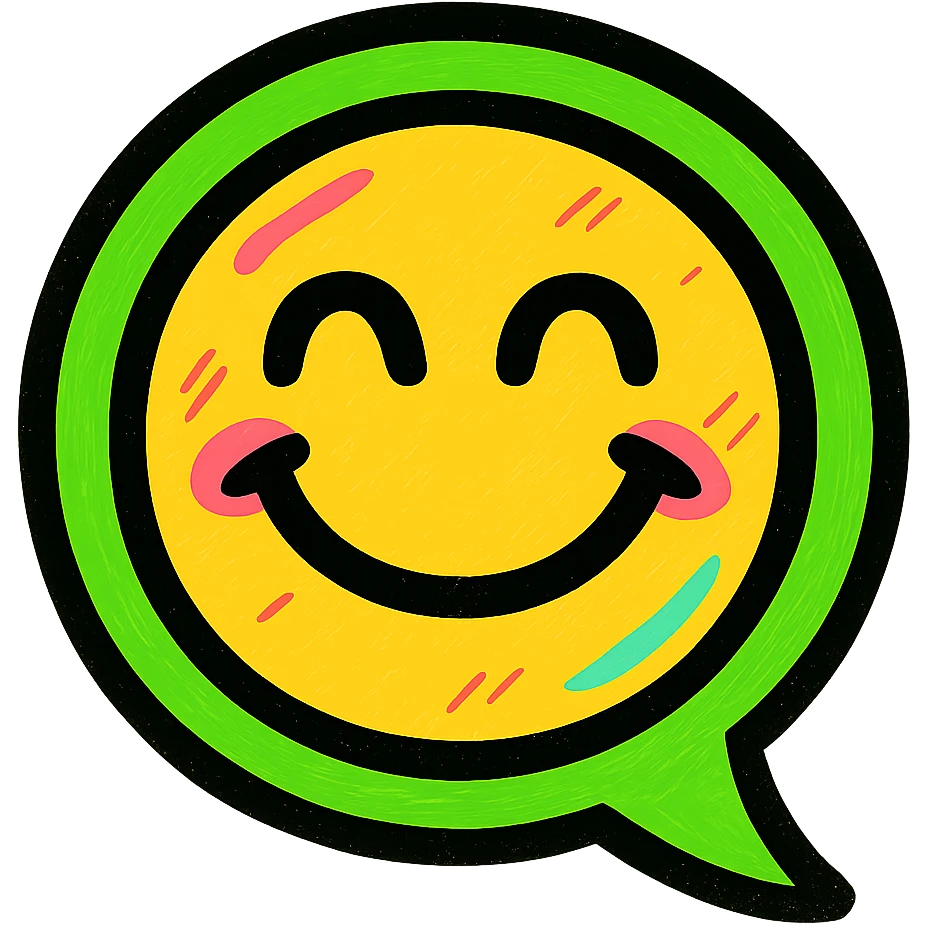 comment emoji with green chat bubble, smiling face, modern look emoji