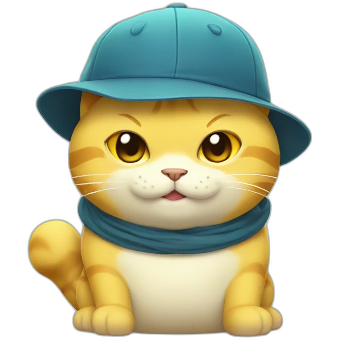 Yellow cat with cap of snorlax emoji