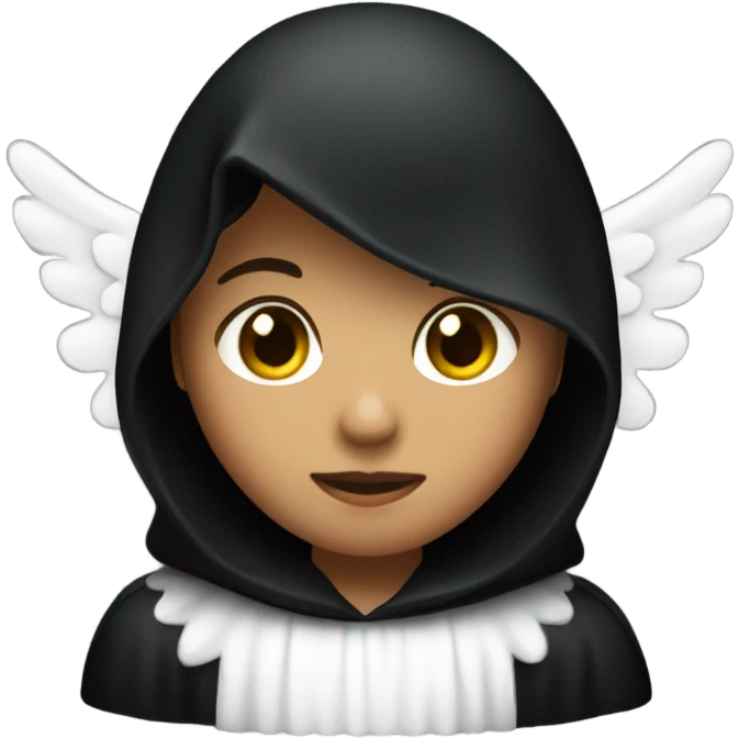 angel in black clothes with hidden face  emoji