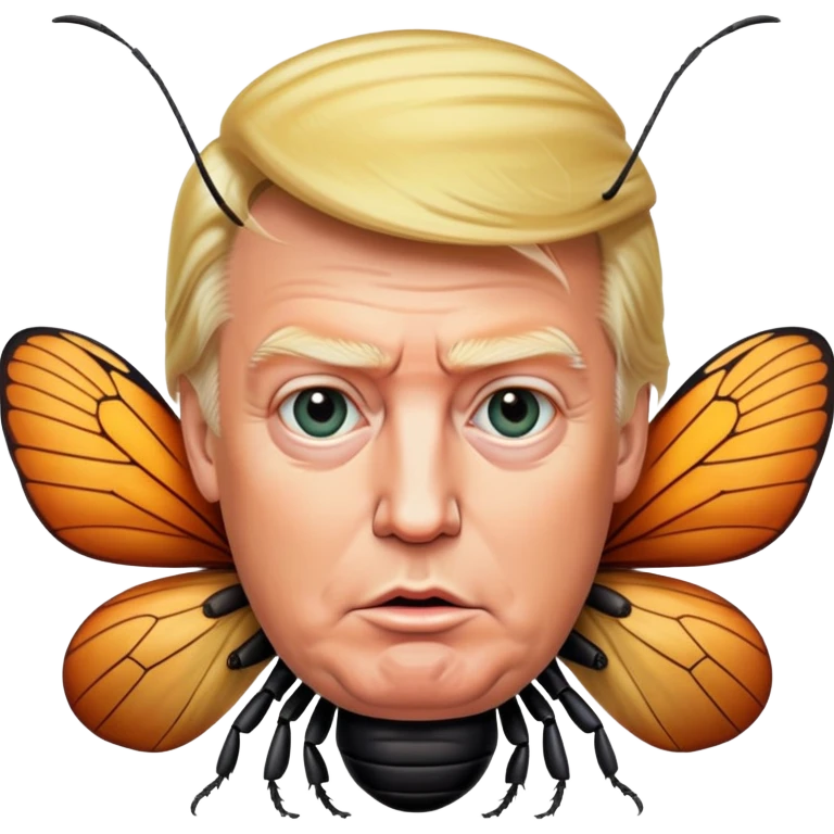 trumps head on insect emoji