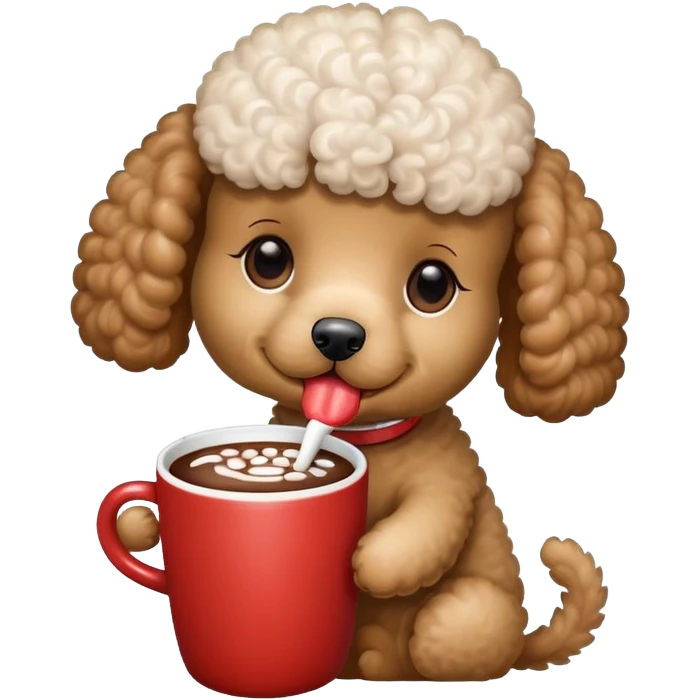 Poodle with hot chocolate  emoji
