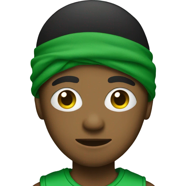 boy with ski mask on with a green bandana on shoulder emoji