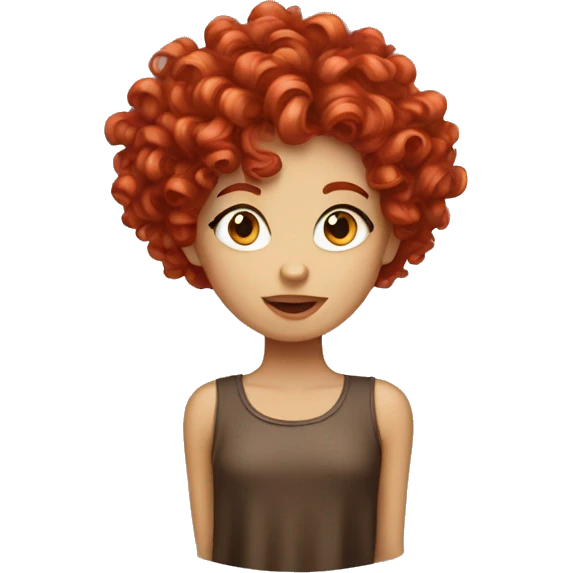 Red head girl curly hair  with curtains bangs  emoji