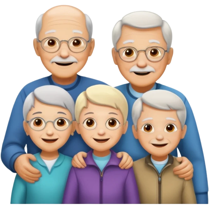 two kids light skin with her grand parents emoji