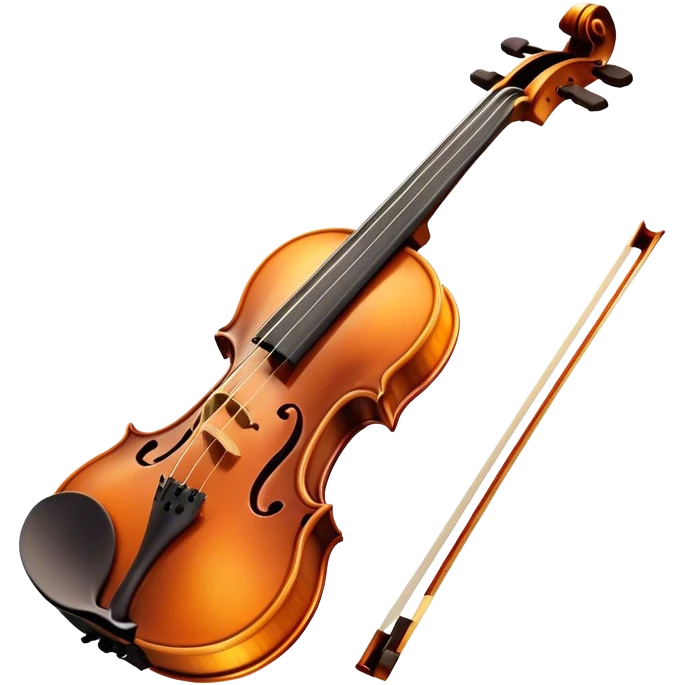 Cinematic Realistic Violin, rich polished wood with delicate curves, taut strings reflecting warm golden light, fine dust particles catching the glow, intricate f-holes adding elegance, glowing with an air of timeless beauty and musical soul. emoji