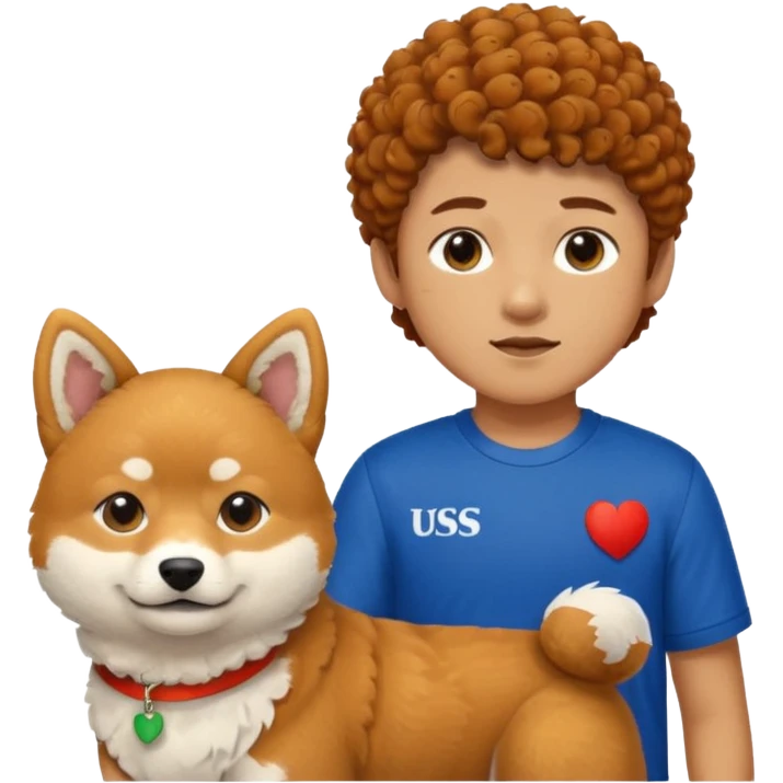 Italy flag shirt boy curly hair next to Shiba Inu emoji