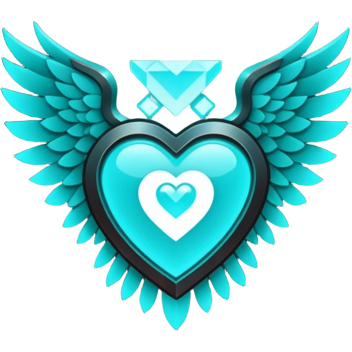Dark Cyan Six Winged heart with minecraft warden soul emoji