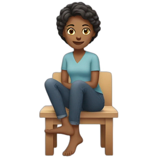 woman sitting down showing feet emoji