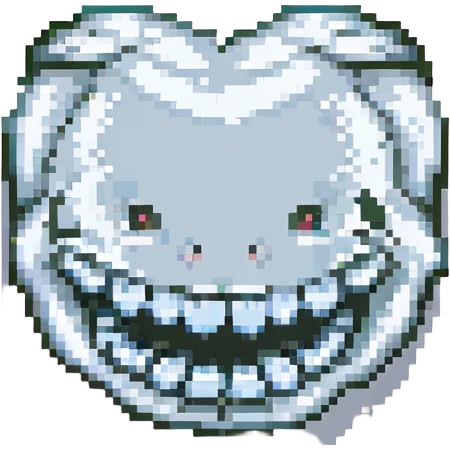 silver teeth, pixel art style, metallic effect, small size emoji