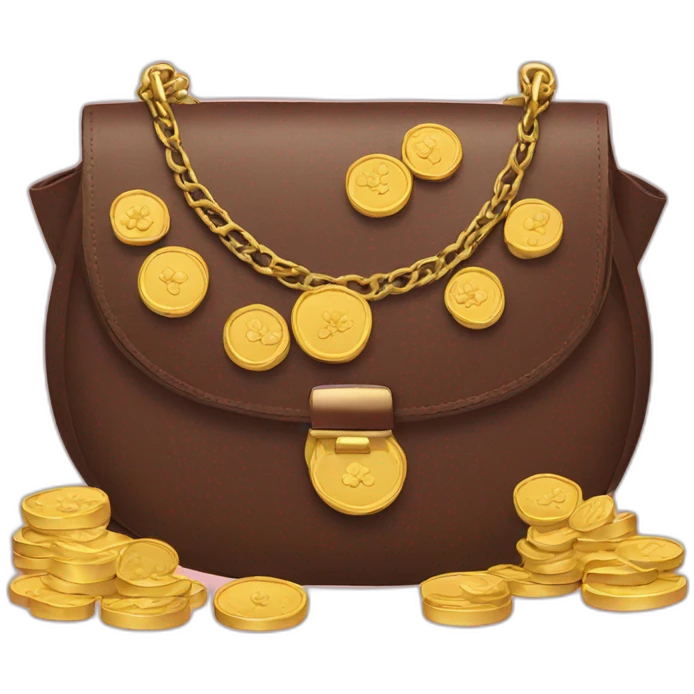 purse with gold coins and flowers emoji