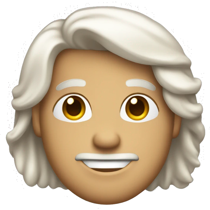 hace a un chico con pelo blanco, de piel color blanca, sonriendo con un traje puesto emoji