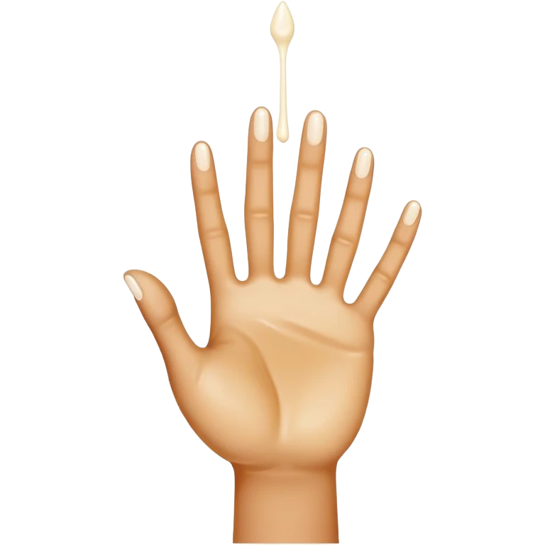 milk dripping directly off palm of light brown hand with 5 fingers and both middle ones sticking up emoji