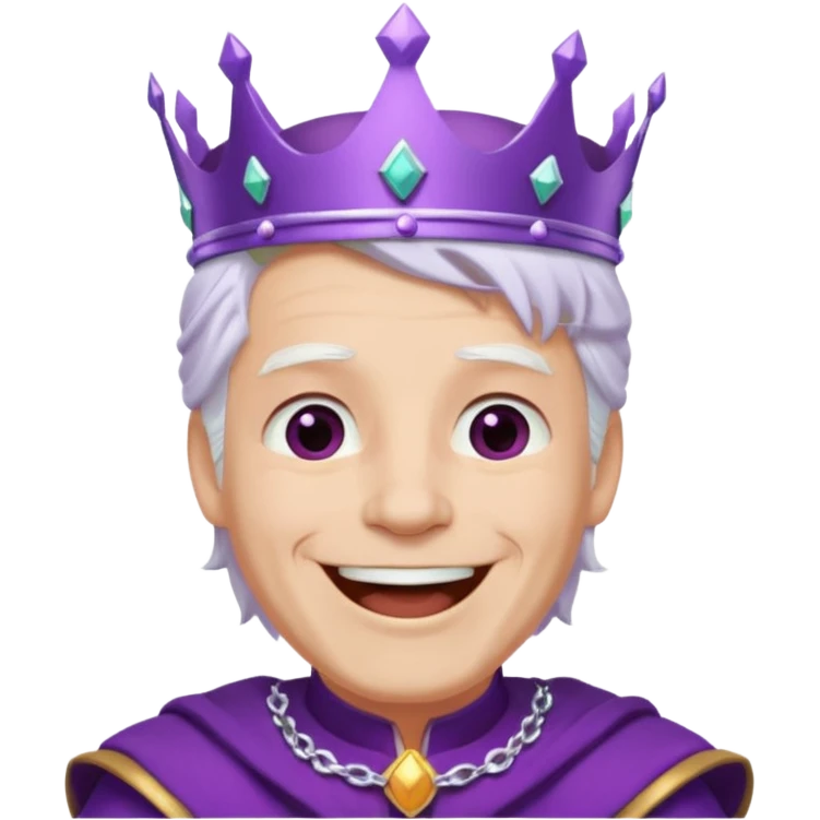اريد ملك لونه ابيض لون عينيه بنفسجيه وايضا لون ملابسه متل الملك ولونها بنفسجي واريد ان يكون لديه تاج لونه بنفسجي واريده ان يكون شعره بنفسجي اريده ان يضحك emoji