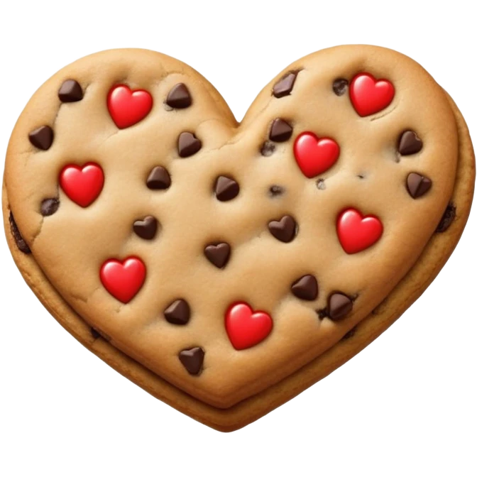 Red heart mix with chocochip cookie emoji