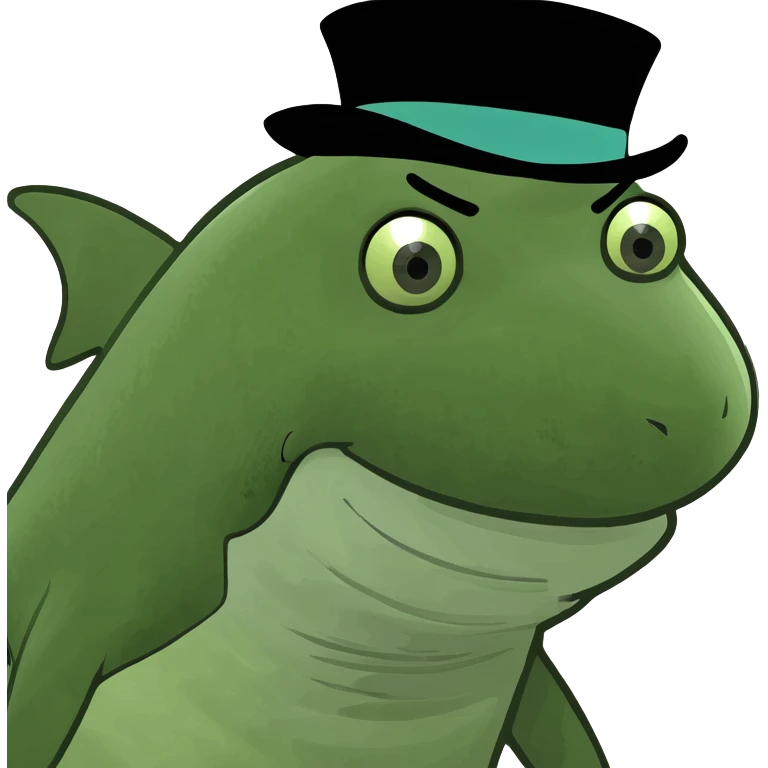 Shark with a top hat emoji