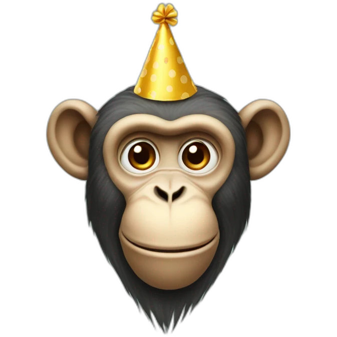 monkey head wearing a small birthday hat emoji