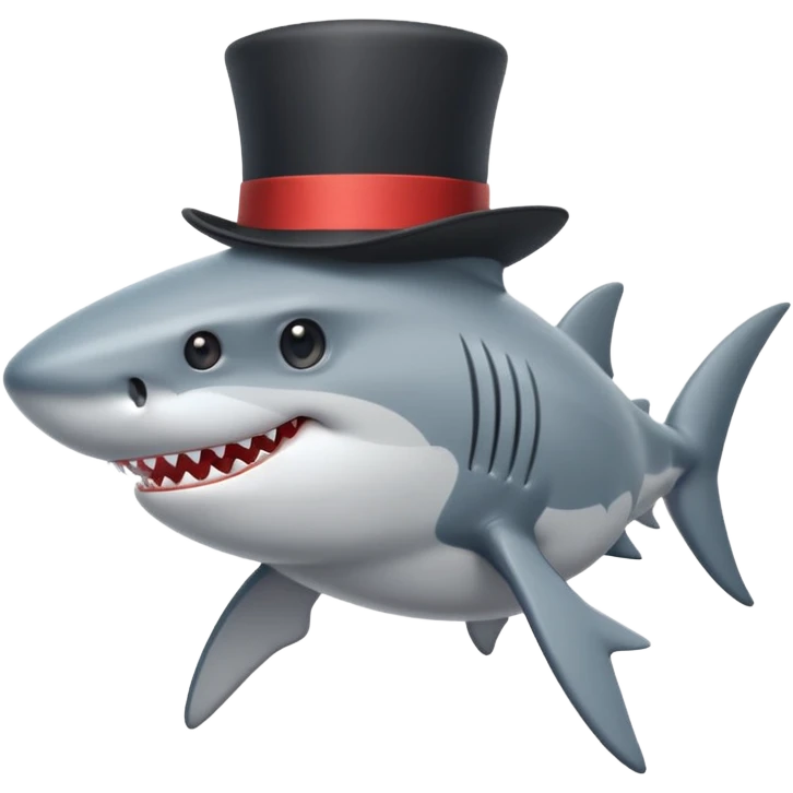 Shark with a top hat emoji