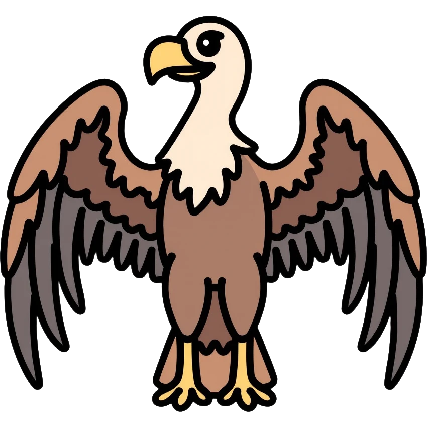 realistic vulture with spread wings, detailed feathers and characteristic head emoji