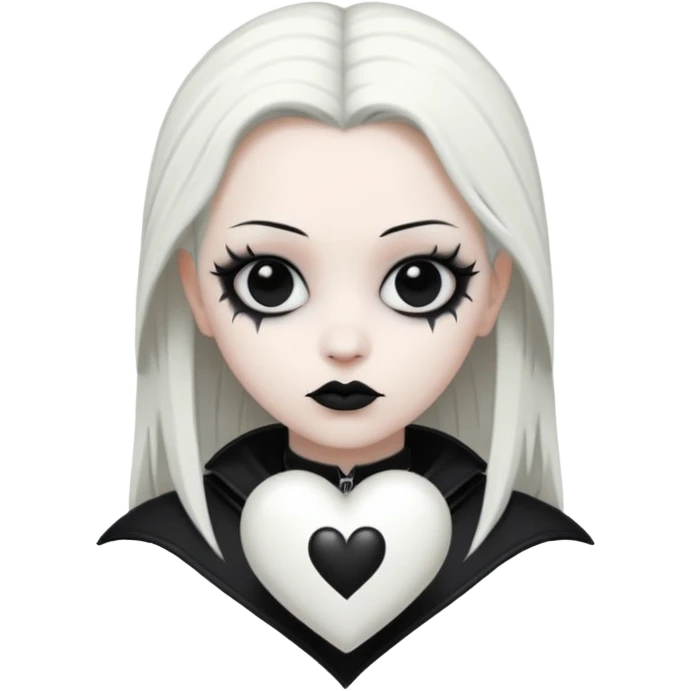 white goth heart, minimal, edgy, dark accents emoji
