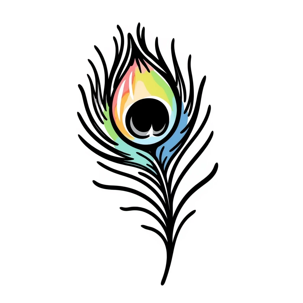 Iridescent peacock feather with beautiful rainbow eye pattern emoji