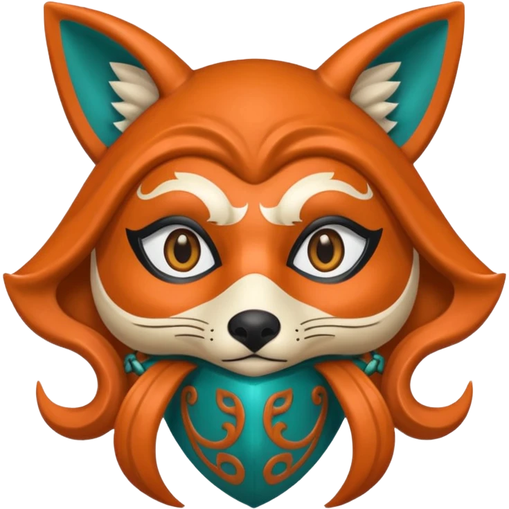 Squid Game Season 2 inspired character, masked gamekeeper with ornate fox mask, mysterious expression, emoji style, only head emoji
