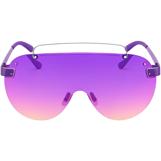 gradient pink to purple frameless visor sunglasses, Y2K aesthetic, single lens design emoji