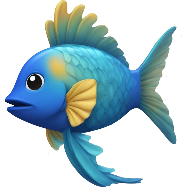 Pescado de color azul con alas de ángel y cernos de venado emoji