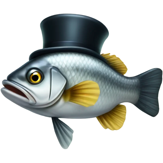 Sea bass with a monocle and top hat emoji