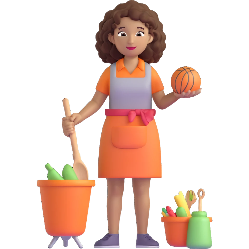 brown woman with curly hair, it girl, daily activities emoji