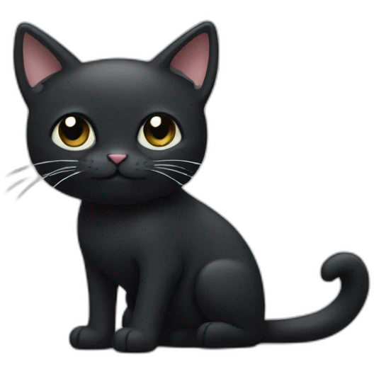 Black cat with white moustache and white chest emoji