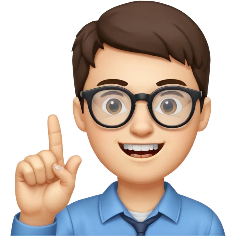 Nerd with glasses and one finger up and two teeth sticking out  emoji