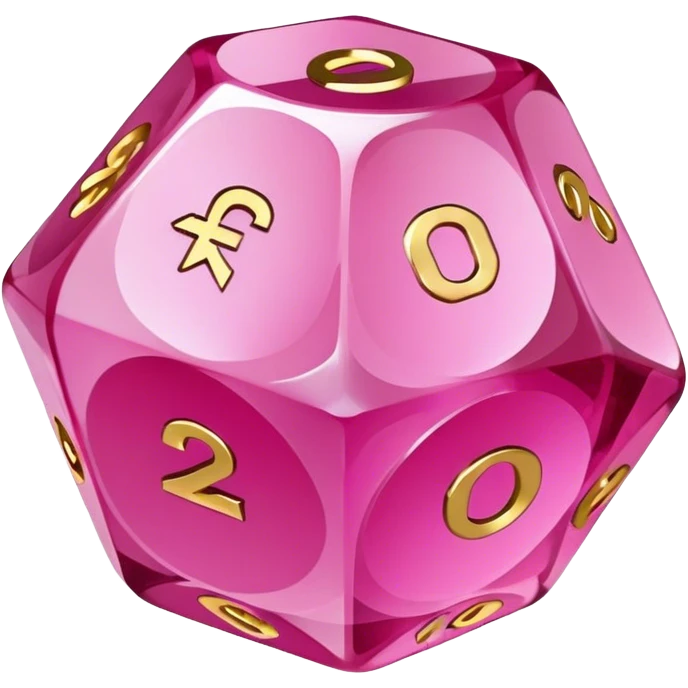  crystal gemstone d20 dice gold pink emoji