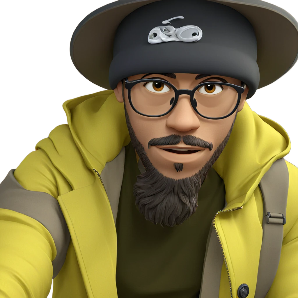 bearded boy in stylish hat emoji